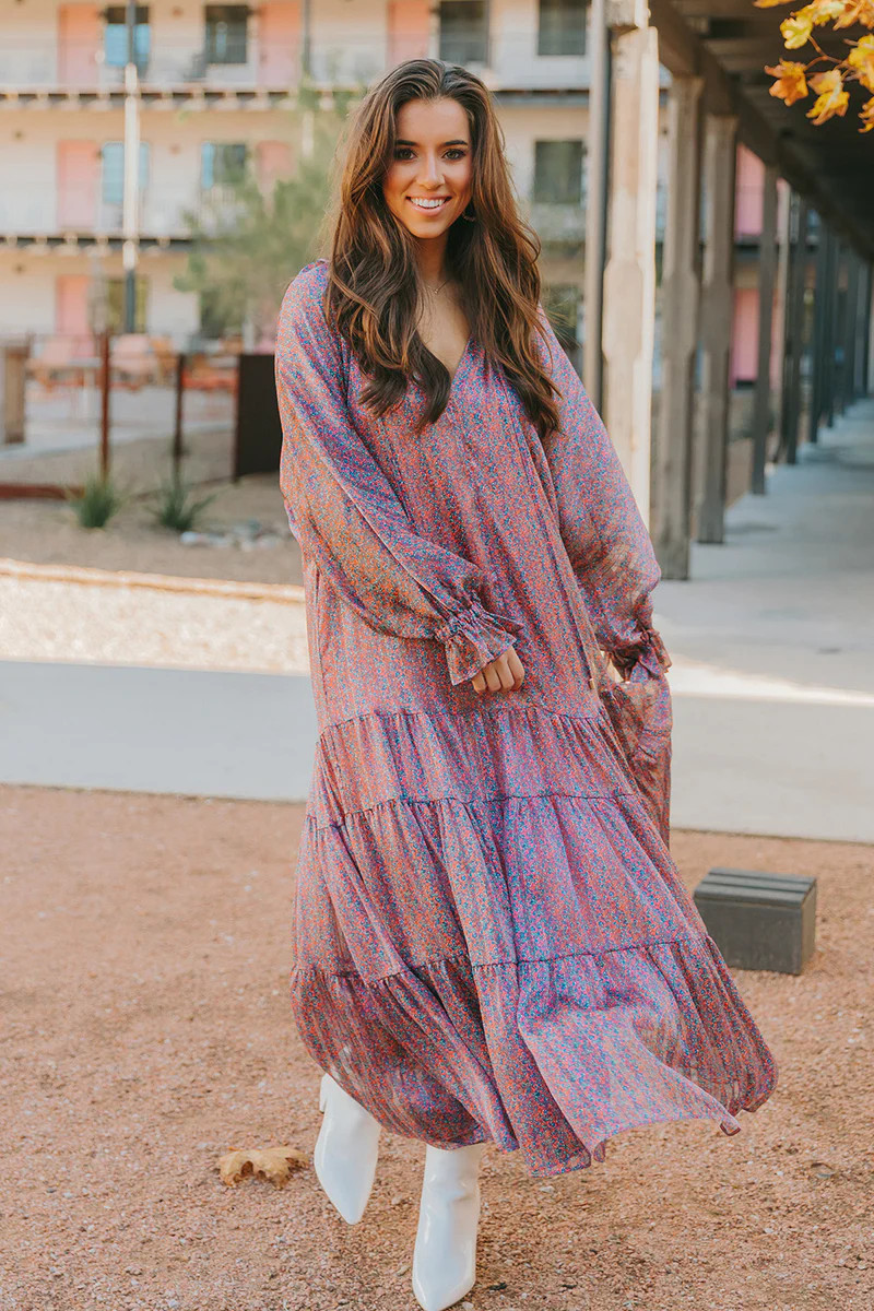 BuddyLove | Greta Long Sleeve Maxi Dress | Forget Me Not | BuddyLove