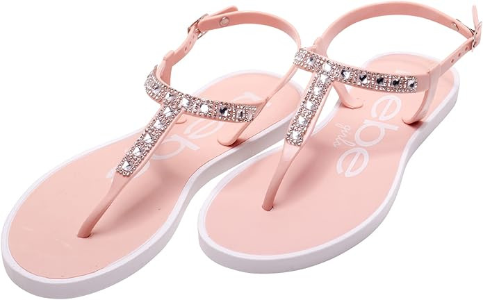 bebe Girls Sandals - 1 Pack or 2 Pack Open Toe Summer Dress Flat Thong Girls T Strap Sandals with... | Amazon (US)