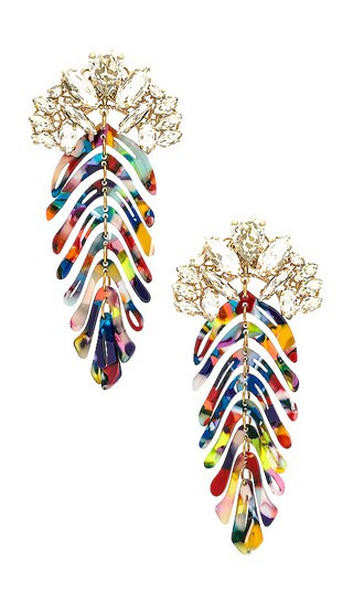 Crystal Leaf Chandelier Earrings in Multi | Revolve Clothing (Global)