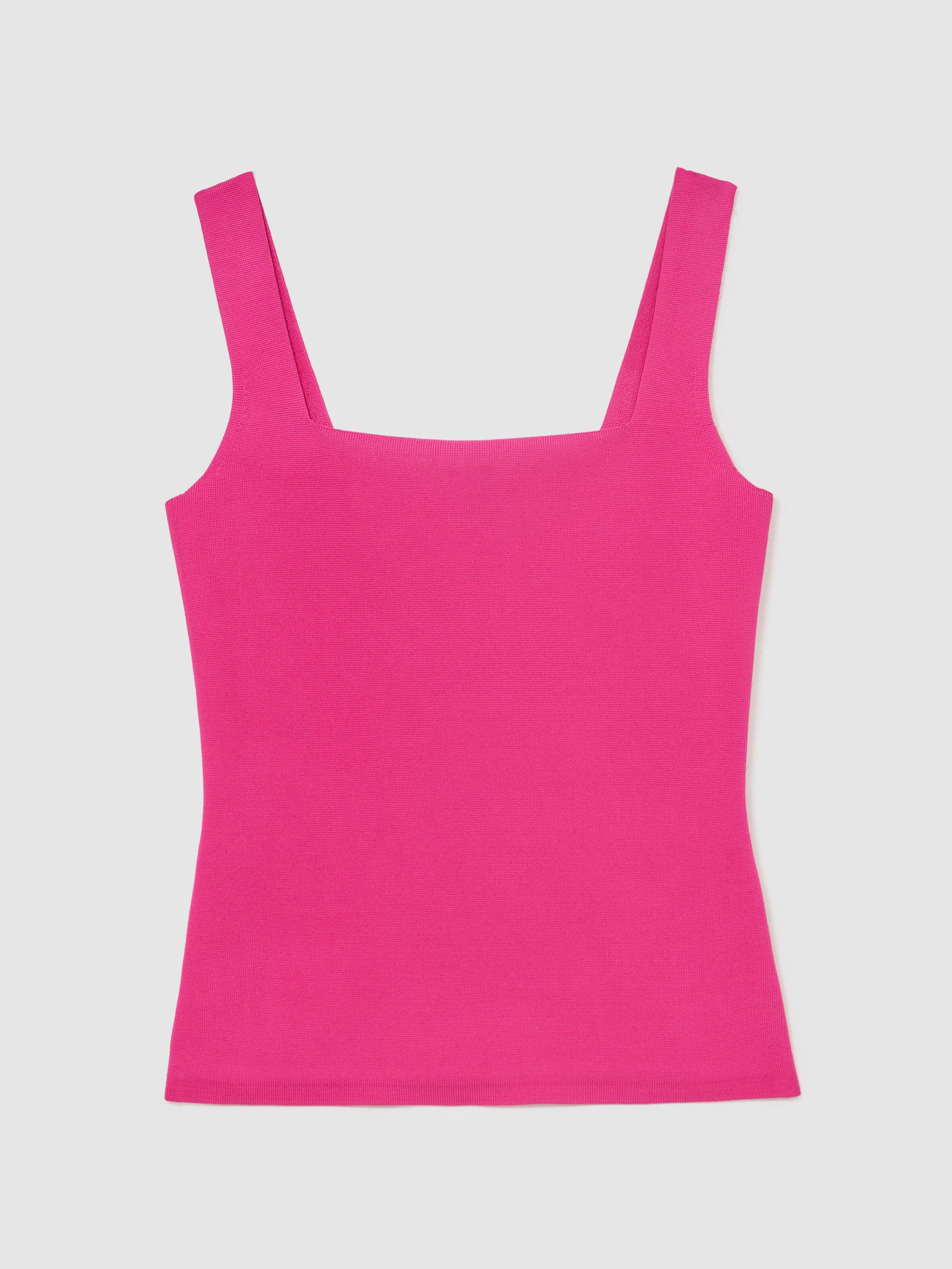 Reiss Square-Neck Compact-Knit Vest in Hot Pink | REISS | Reiss US