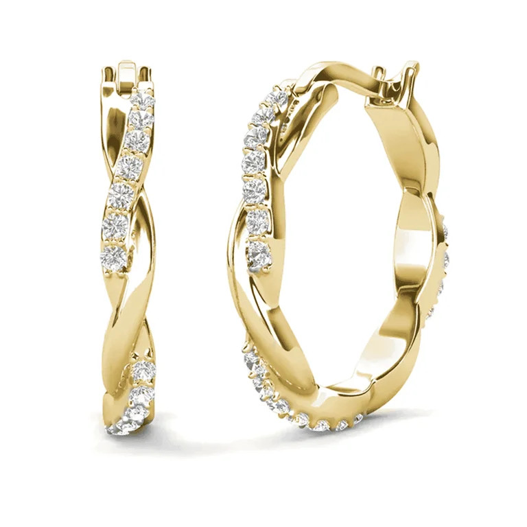 Cate & Chloe Lauren 18k Yellow Gold Plated 22mm Hoop Earrings with Swarovski Crystals for Women | Walmart (US)