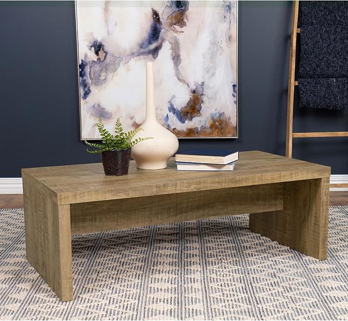 Gecheer Rectangular Engineered Wood Coffee Table with Rustic Mango Wood Finish – Sturdy Solid S... | Amazon (US)