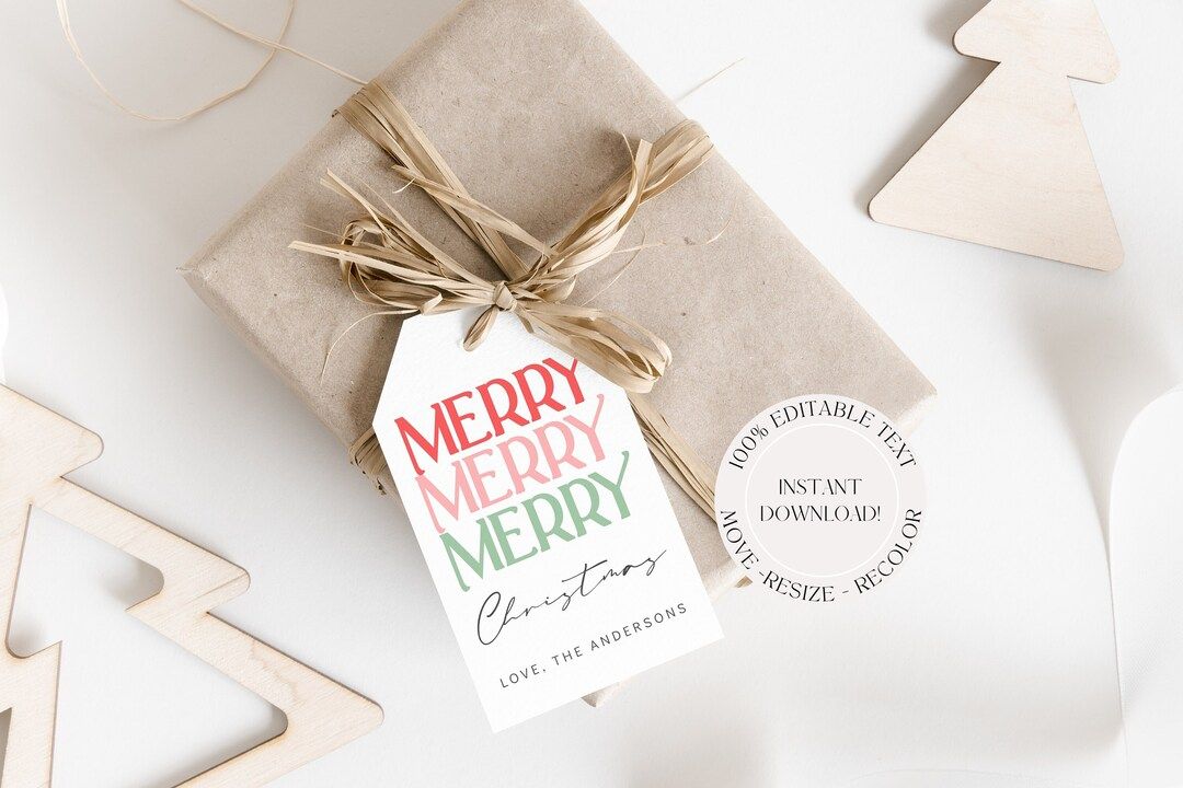 Printable Modern Christmas Gift Tag Editable Christmas - Etsy | Etsy (US)