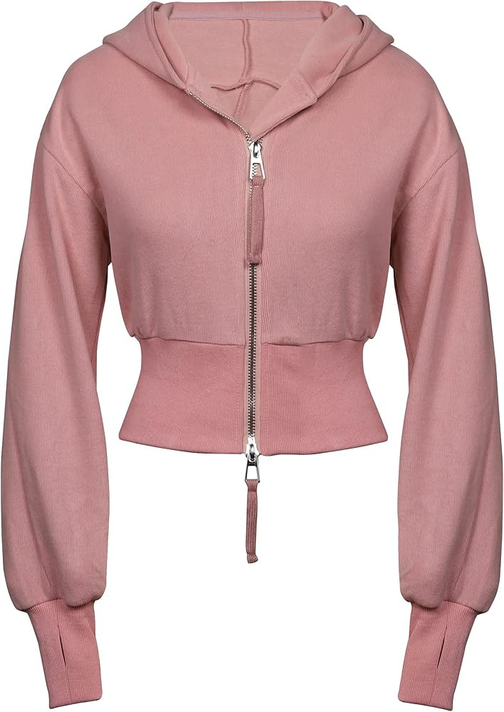 Flygo Womens Cropped Zip Up Hoodies Long Sleeve Hooded Workout Jacket Sweatshirts Fall Fashion Ou... | Amazon (US)