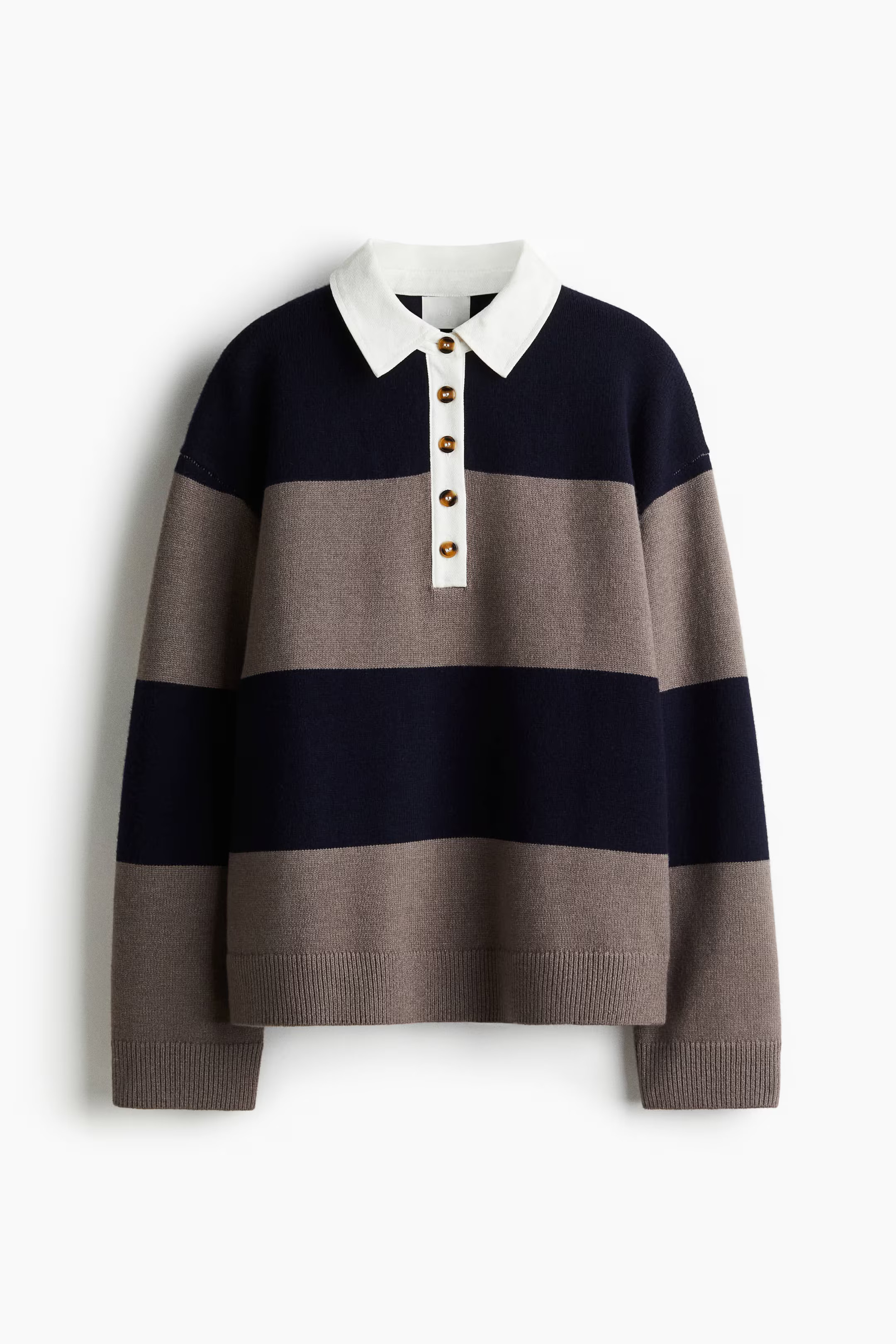 Collared jumper - Taupe/Navy blue - Ladies | H&M GB | H&M (UK, MY, IN, SG, PH, TW, HK)