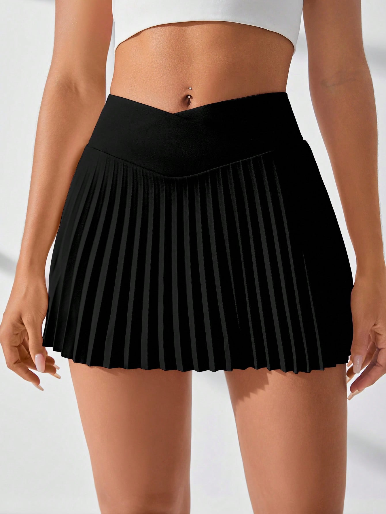 SHEIN Sport CourtClass Women's Solid Pleated Sports Skort For Summer | SHEIN