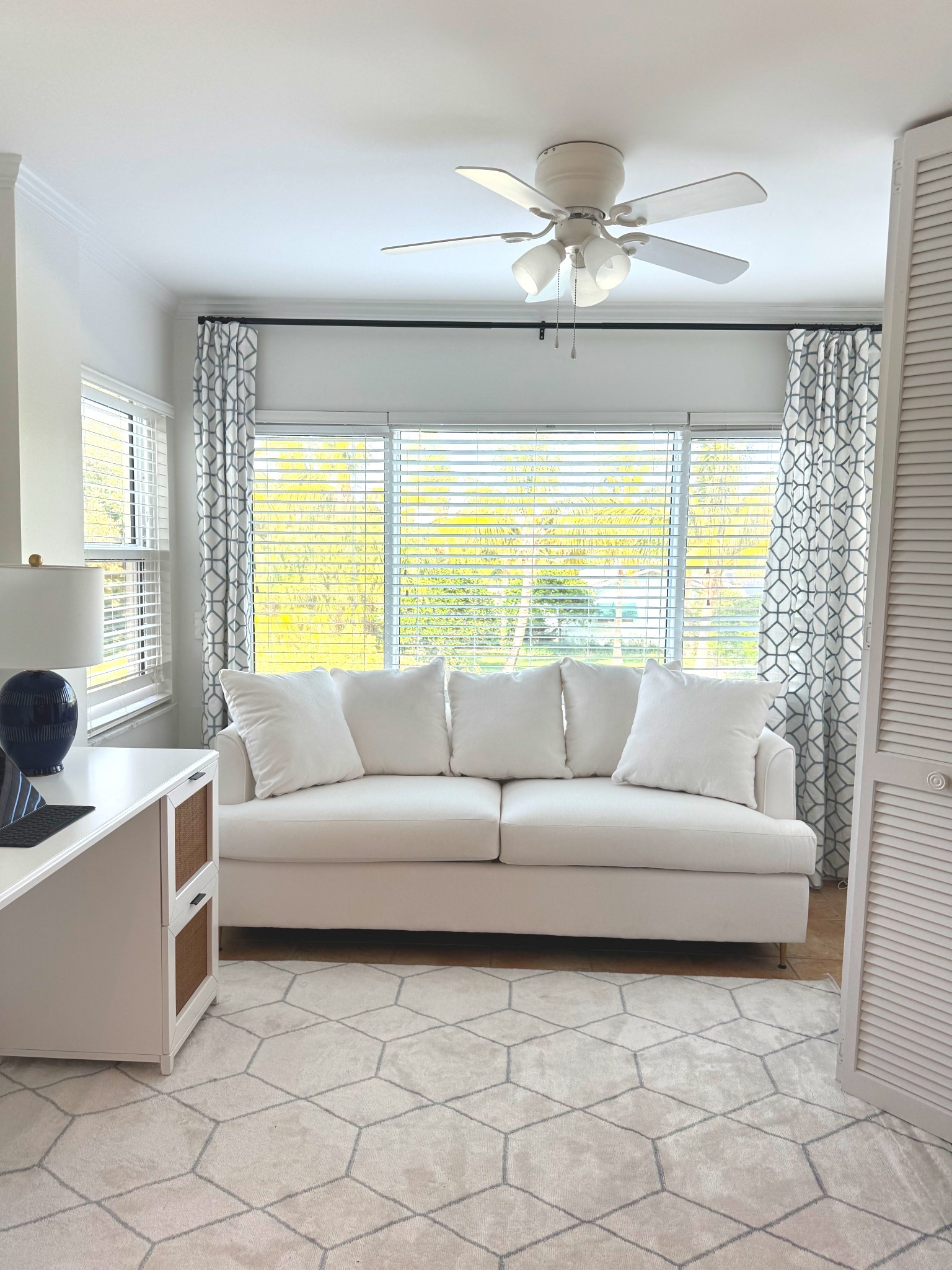 We took this study from boring to breezy in a Vero beach Reno. This cozy office can also function as a guest room with the lovely joybird pullout sofa in one of our favorite profiles!  
#ltkhome


#LTKHome