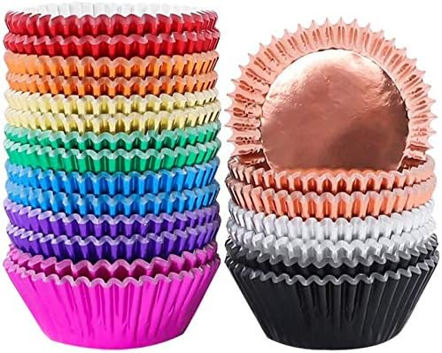 BAKHUK 500pcs Foil Cupcake Liner - Standard Size 2 Inches Muffin Liners - 10 Colors Baking Cups f... | Amazon (US)