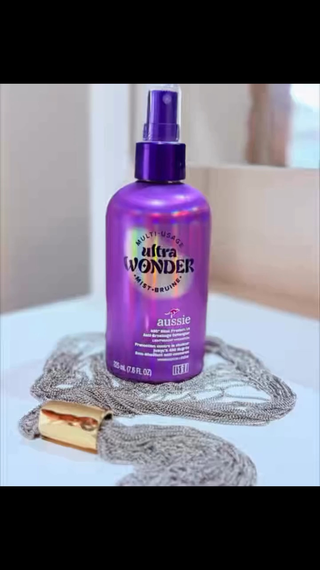 My new WonerFull hair spray! With light, pleasant texture. 
Fresh with a slightly sweet touch…mmmm.. makes brushing much easier, protects hair from heat up to 450F (!!), lightly hydrates and helps reduce breakage!
Biiiig plus is the bottle a generous size+bright and pretty!

@influenster @aussiehaircare #complimentary #DaretoWonder #hairstyles #hairstylist #momlife