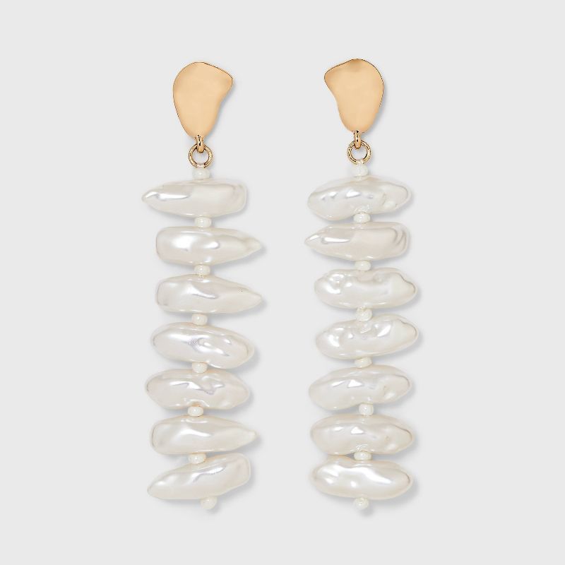 Linear Pearl Drop Earrings - A New Day™ | Target