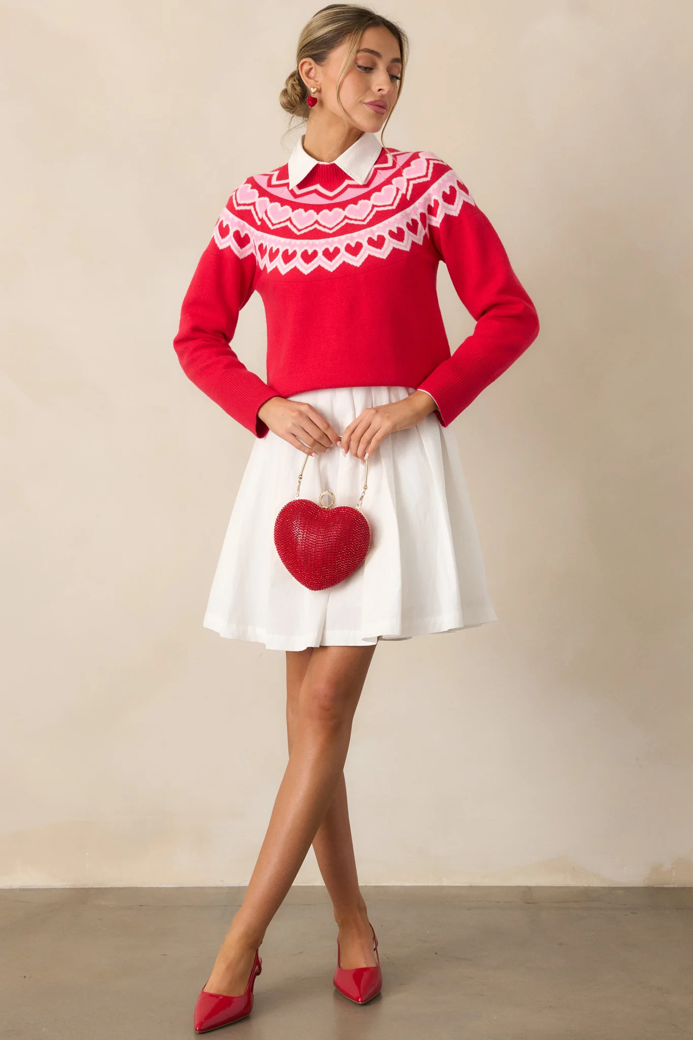 Paper Hearts Red Mock Neck Sweater | Red Dress