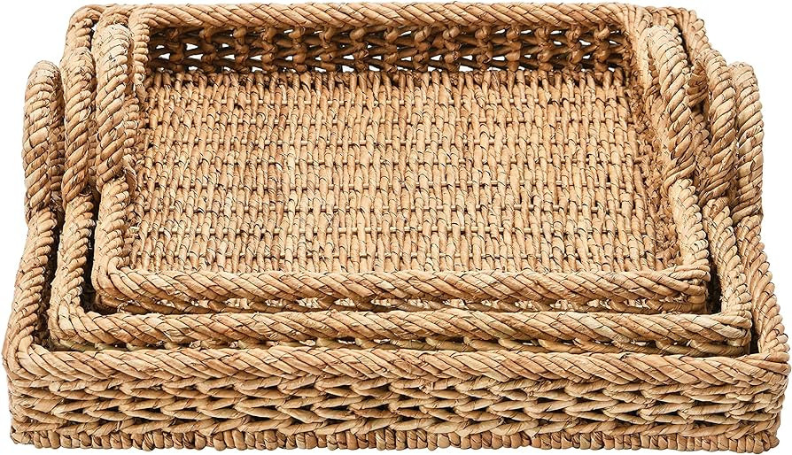 Creative Co-Op S/3 Decorative Water Hyacinth Tray, Natural, 3 | Amazon (US)