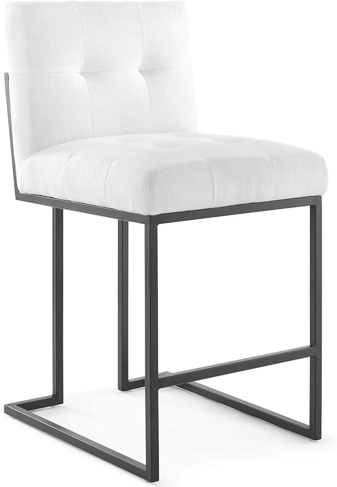 Modway Privy Black Stainless Steel Upholstered Fabric Counter Stool, White | Amazon (US)