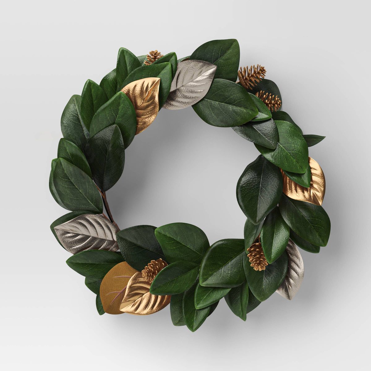 20" Magnolia Leaf with Pinecones Artificial Christmas Wreath Green/Gold - Wondershop™ | Target