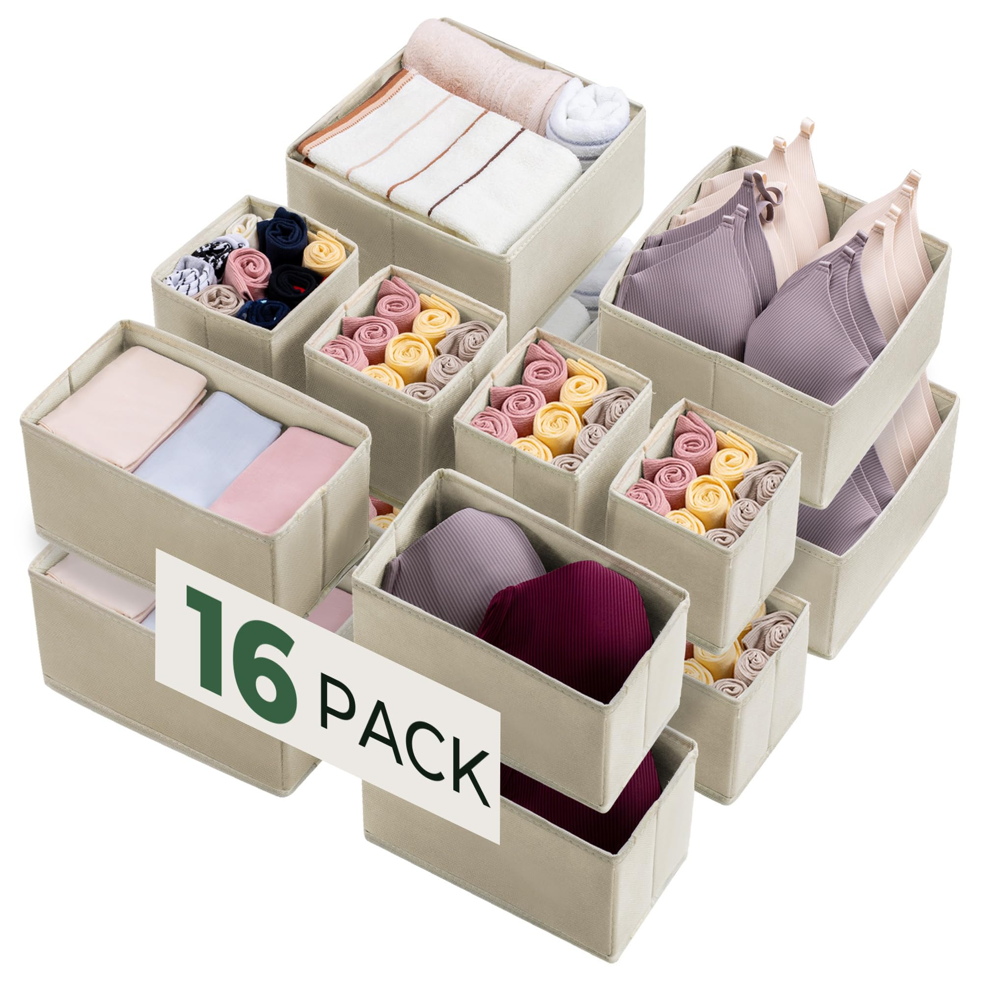 Kootek 16 Pack Drawer Organizer Clothes, Dresser Drawer Organizers for Clothing Fabric Foldable C... | Amazon (US)
