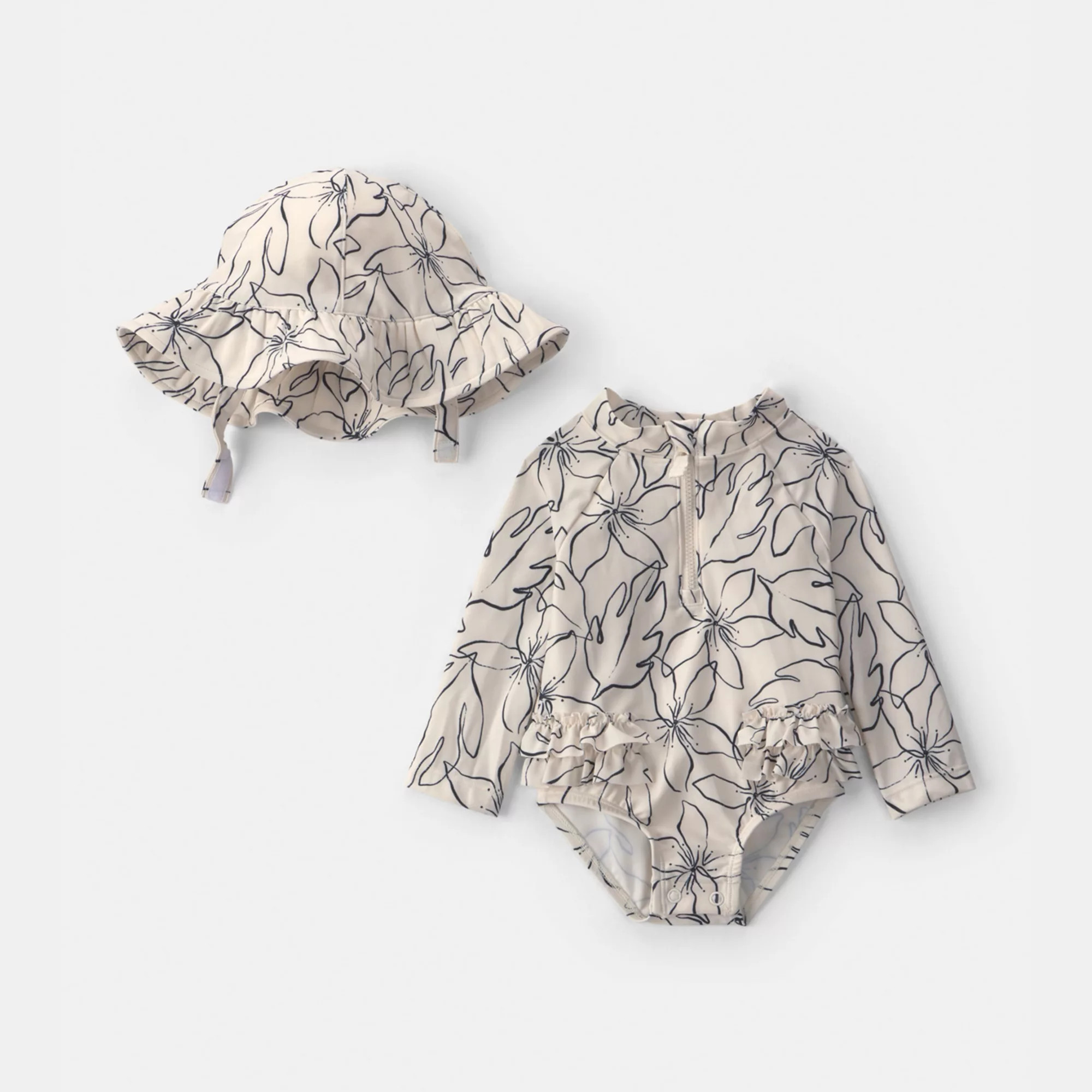 Baby Girl Carter's 2-Piece Floral Rashguard Swimsuit & Hat Set | Kohl's