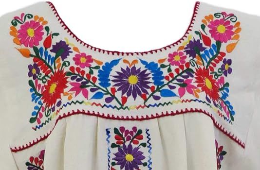 Mexican Embroidered Dress Bella Natural Beige | Amazon (US)