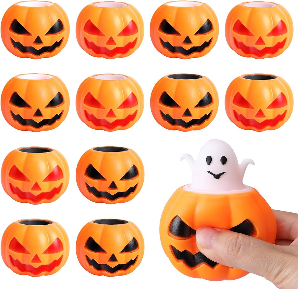 Tlswshsy 12 Pcs Halloween Pumpkin Squishy Toy, 2 Colors Pumpkin Relieve Stress Fidget Toys, Squee... | Amazon (US)