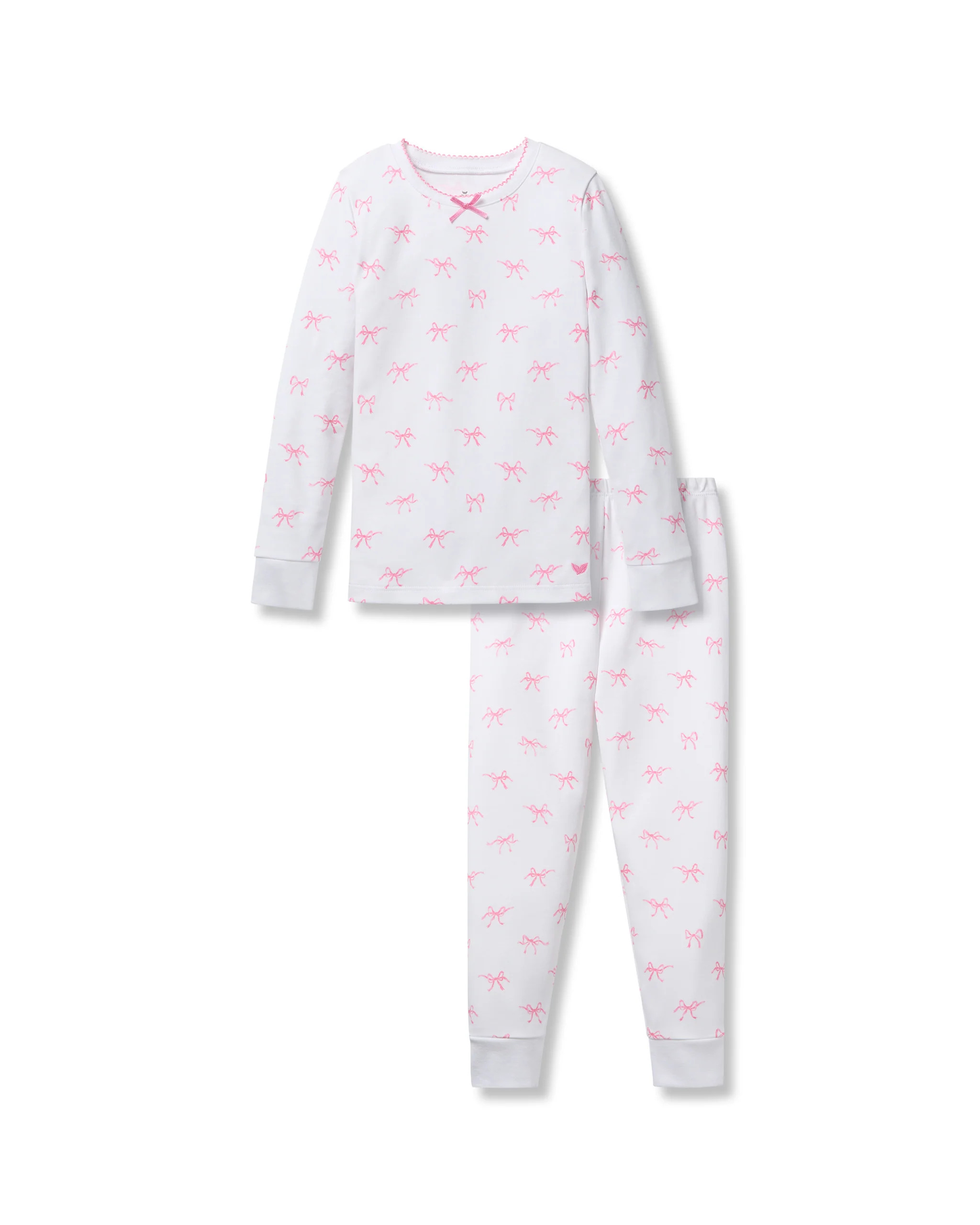 Kid's Pima Snug Fit Pajama Set in Blushing Bows | Petite Plume
