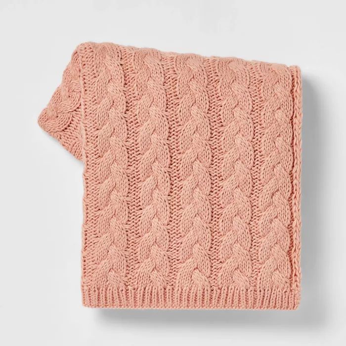 Solid Chunky Cable Knit Throw Blanket - Threshold™ | Target