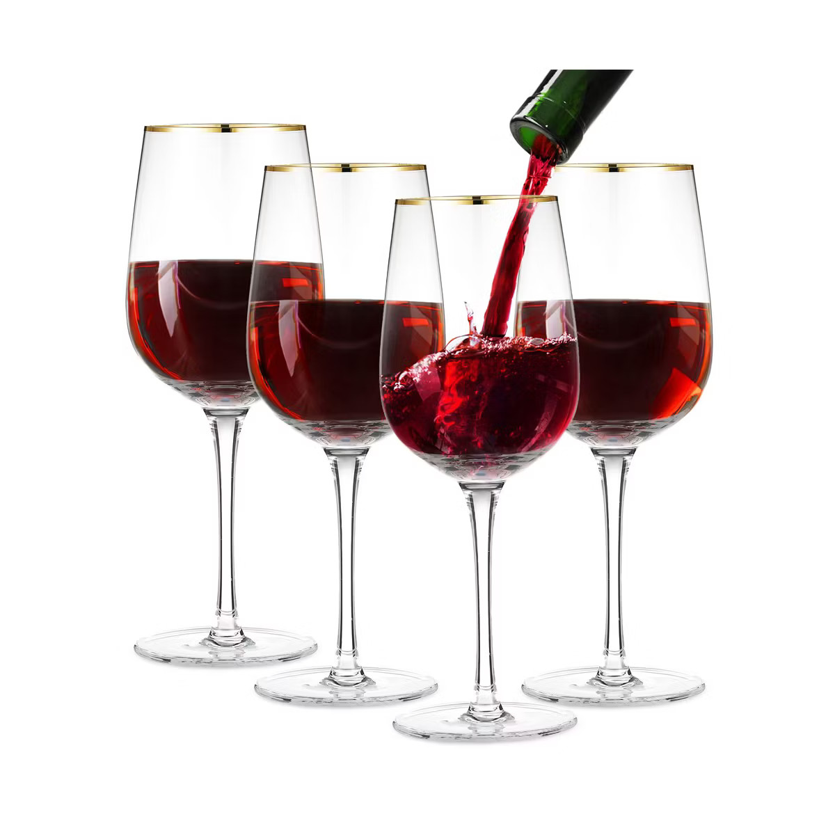 Berkware Elegant Gold-Rimmed Long Stem Wine Glass - 12.7oz | Target