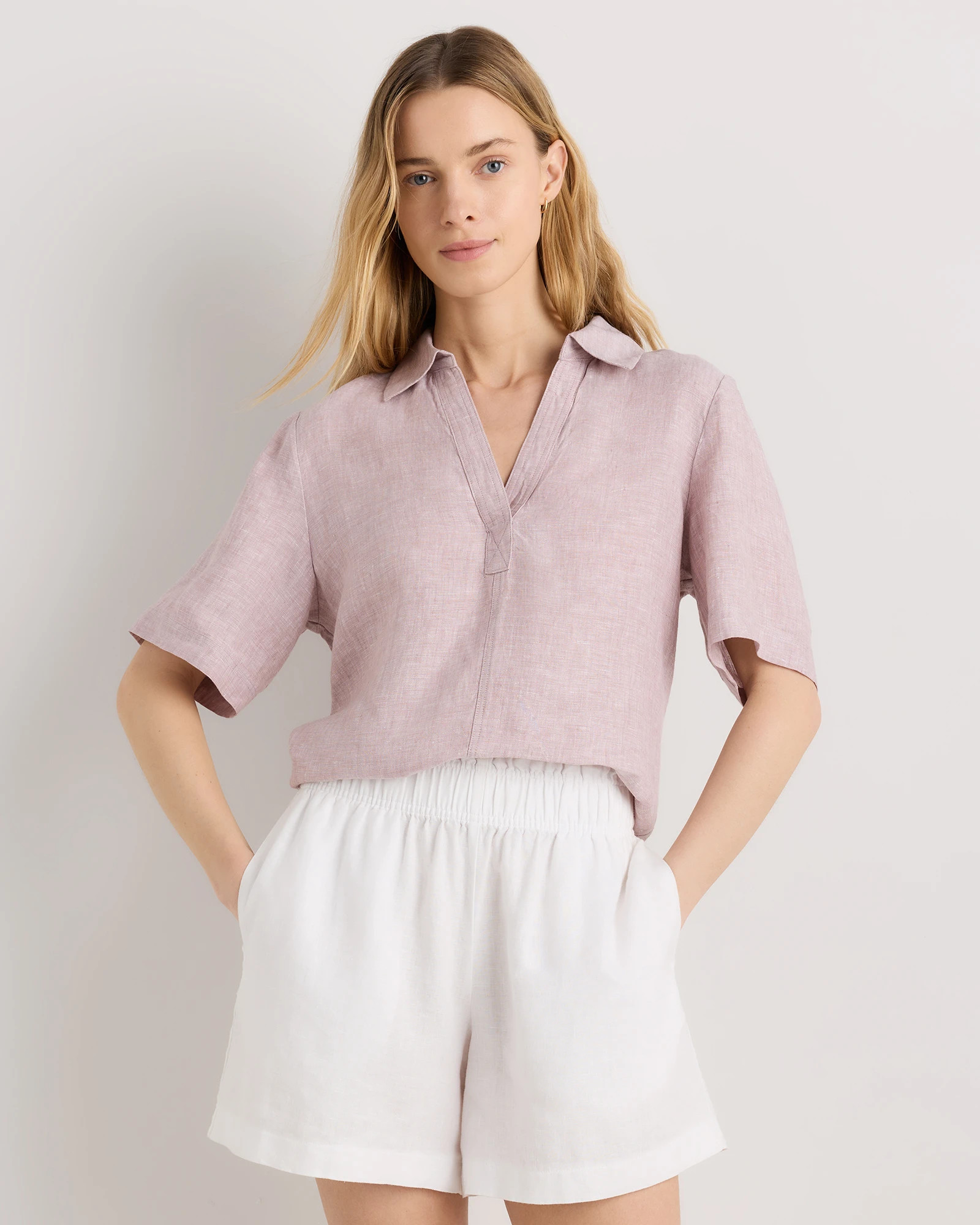 100% European Linen Short Sleeve Popover Top | Quince
