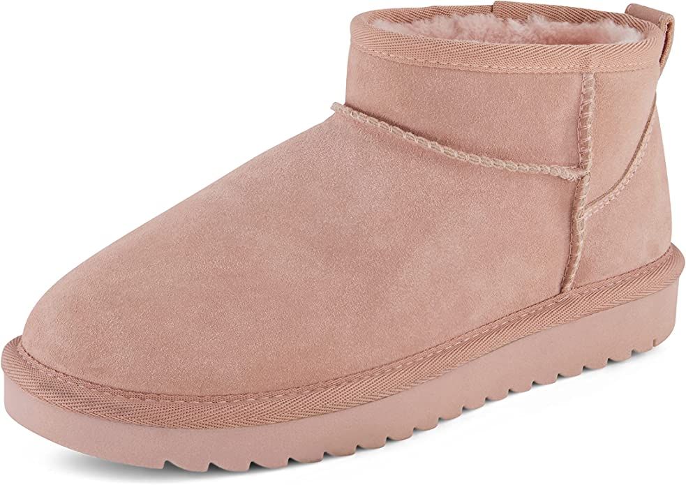 Amazon.com | CUSHIONAIRE Women's Hip Genuine Suede pull on boot +Memory Foam, Pink 7 | Ankle & Bo... | Amazon (US)