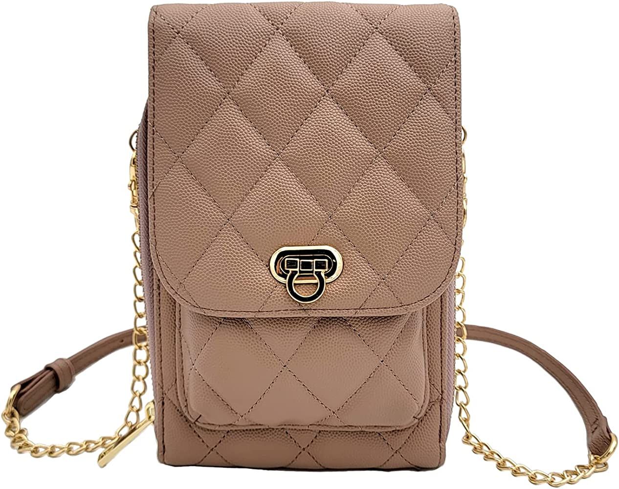 Phone Crossbody Bags for Women Small Vegan Leather Mini Shoulder Wallet Card Quilted Purse | Amazon (US)