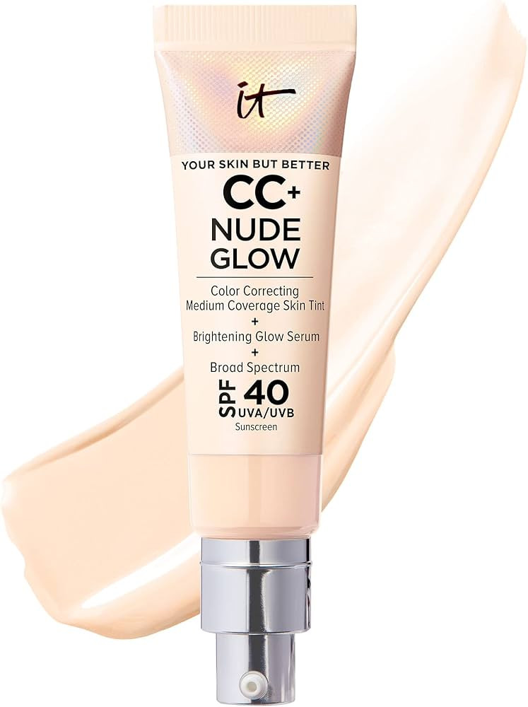 IT Cosmetics CC+ Nude Glow - Lightweight Foundation & Brightening Glow Serum with SPF 40, Medium ... | Amazon (US)