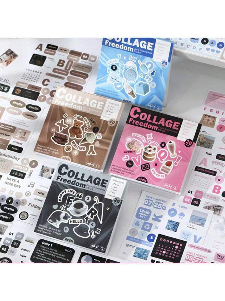 1 Book/20 Pages Self-Adhesive Sticker Set In 4 Styles, Featuring Cute Vintage Food, Ideal For Scr... | SHEIN