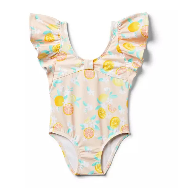 Recycled Citrus Floral Ruffle Sleeve Swimsuit | Janie and Jack
