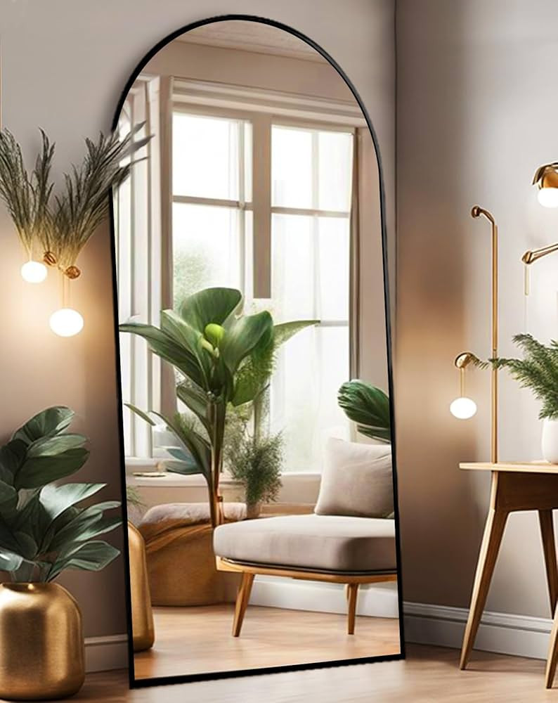 Floor Mirror, Full Length Mirror with Stand, Arched Wall Mirror, 28"x71" Mirror Full Length, Blac... | Amazon (US)