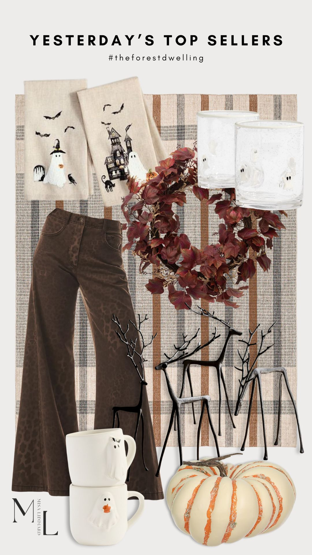 Sharing yesterday's top sellers! The Scary Squad collection from Pottery Barn has some of the cutest Halloween serveware. I have the Icon drinking glasses with Ghosts and Bats as well. So fun! This fall wreath and plaid outdoor rug are the perfect combo for a chic front porch. I get so many compliments when I wear the Adi Leopard Print Flared Jeans. They fit really well and come in different inseam lengths. 

 #LTKHalloween #LTKSeasonal #LTKHome