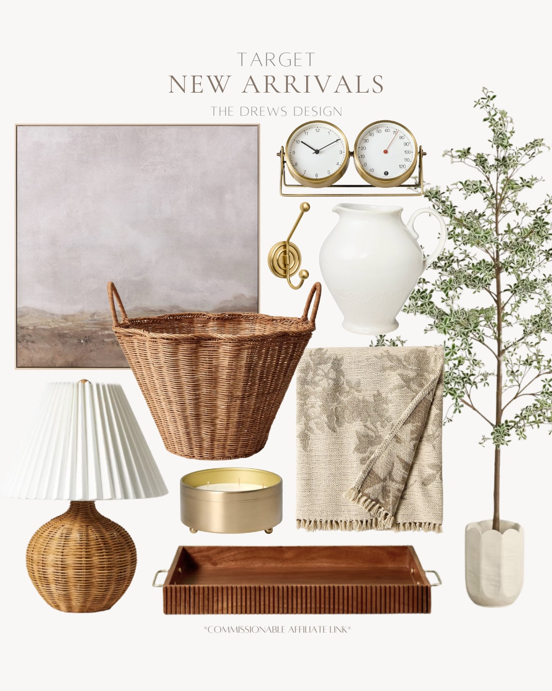 Target new arrivals include faux tree, clock, pitcher, hook, throw blanket, tray, candle, basket, wall art, and table lamp.

Home decor, neutral decor, spring decor, looks for lesss includes

#LTKFindsUnder50 #LTKFindsUnder100 #LTKHome