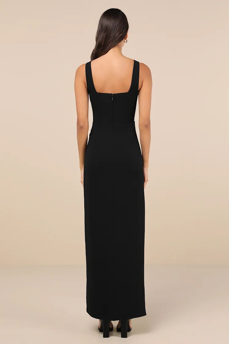 Glamorous Disposition Black Ruched Maxi Dress | Lulus