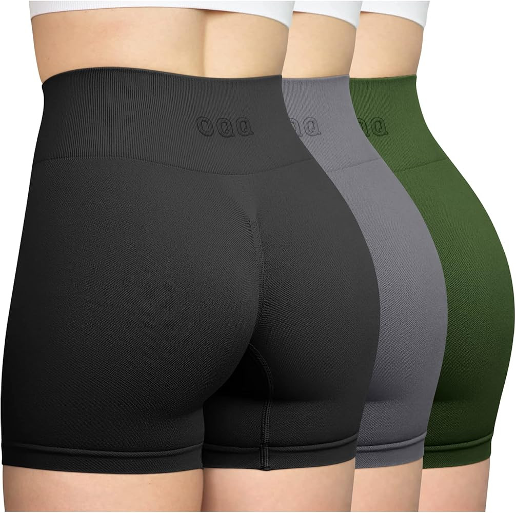 OQQ Women's 3 Piece Workout Shorts Seamless High Waist Butt Liftings Exercise Athletic Shorts | Amazon (US)