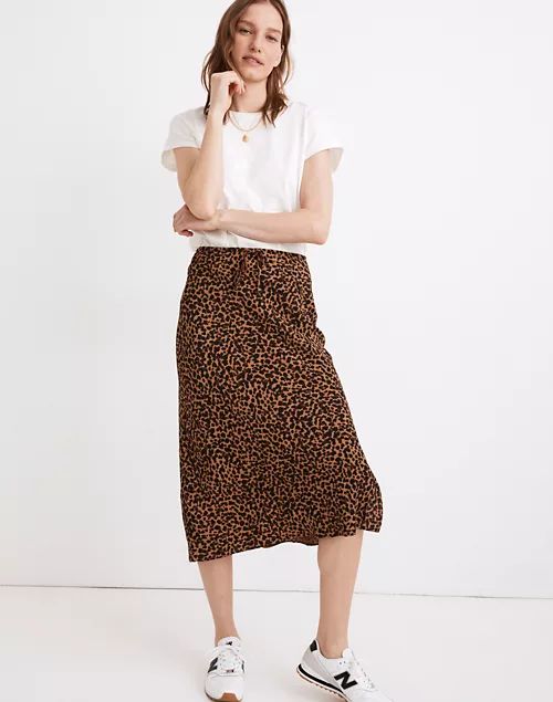 Drawstring Midi Slip Skirt in Brushed Leopard | Madewell