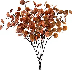 6 Pcs Fall Eucalyptus Leaves, 35Inch Artificial Eucalyptus Stems, Silver Dollar Leaves Autumn Lea... | Amazon (US)