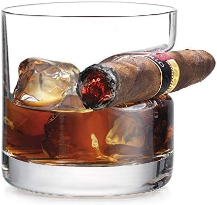 Gifts for Men, Cigar Whiskey Glass, Old Fashioned Whiskey Glasses With Indented Cigar Rest | Amazon (US)
