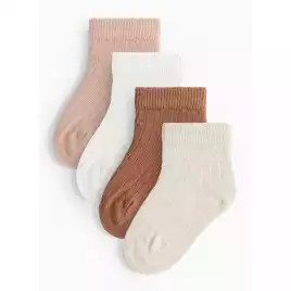 Buy Beige Ribbed Socks 4 Pack 1-6 months | Socks and tights | Tu | Tu Clothing