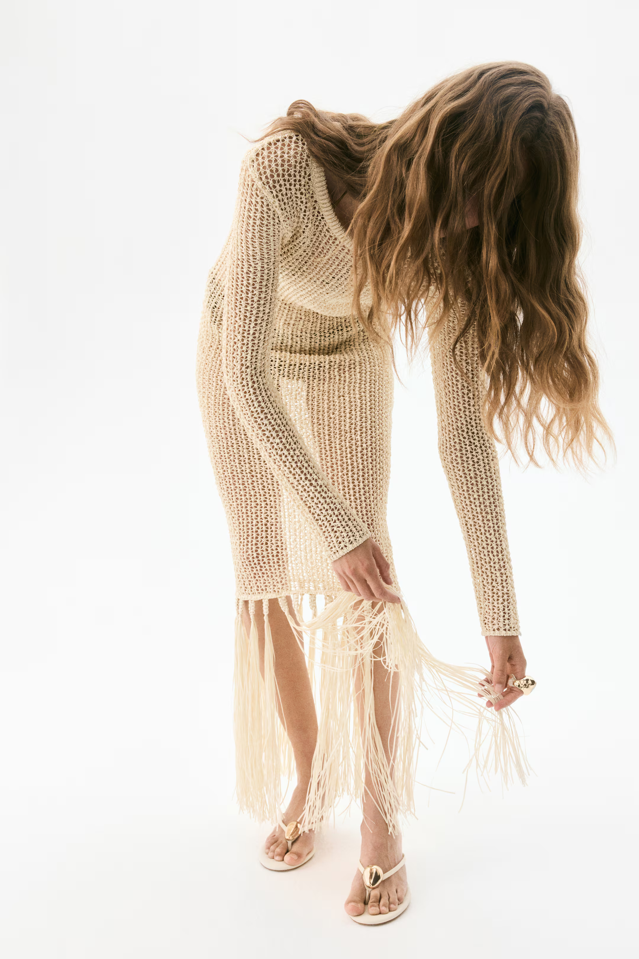 Crochet-Look Dress with Fringe | H&M (US + CA)