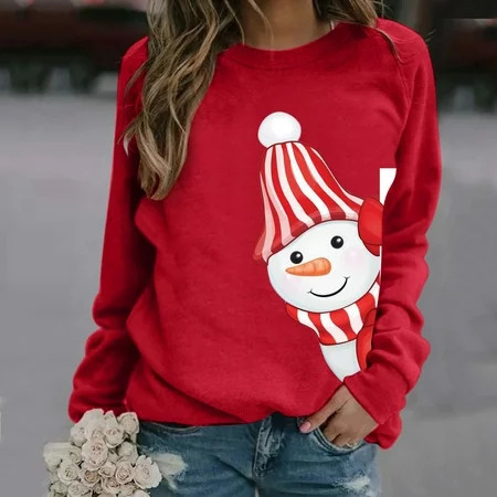 Sweatshirt for Women Christmas Sweater Casual Monogrammed | Walmart (US)
