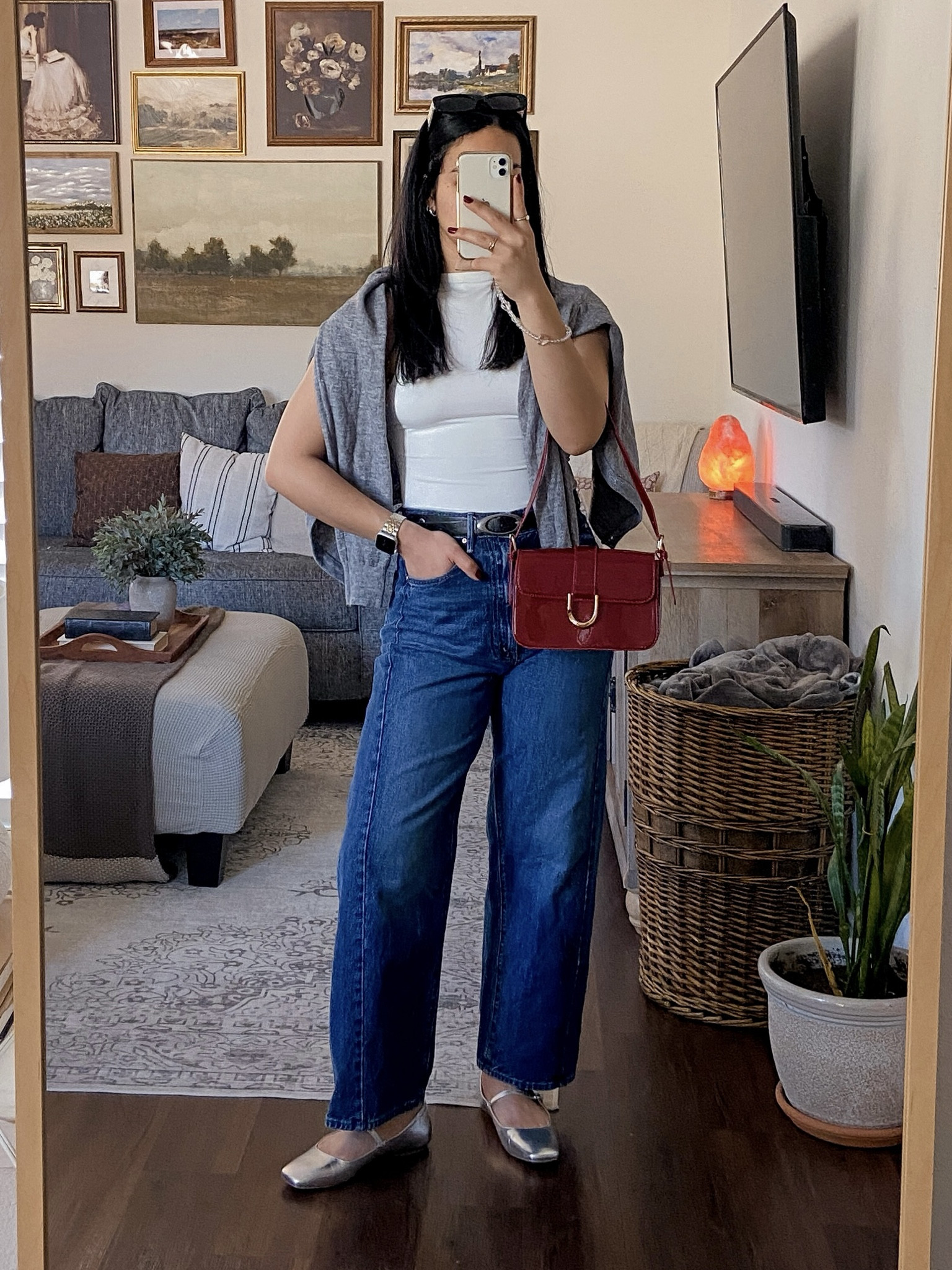 recreating a pinterest inspired outfit featuring my jeans from rent the runway! check out rent the runway (link in IG bio) and use code RTRXJMELGOZA50 for a big discount!! 👀📌💕 barrel jeans outfit, white tank outfit, grey cardigan outfit, metallic flats outfit, burgundy bag outfit, chic sunglasses outfit, pinterest inspired outfit, casual elevated outfit, effortless fall outfit, everyday casual chic, cozy cardigan outfit, metallic shoe trend, fall street style outfit, minimalist fall fashion, pinterest style inspiration, casual elevated style, chic everyday outfit, capsule wardrobe outfit, neutral outfit inspo, fall fashion aesthetic, trending fall outfit, comfy chic outfit ideas, casual but polished outfits, barrel denim trend, amazon white tank, cozy grey cardigan, metallic flats trend 2025, burgundy accessories, fall handbags, fall outfit pieces, aesthetic sunglasses, fall wardrobe staples  

 

#LTKCyberWeek #LTKGiftGuide #LTKHoliday