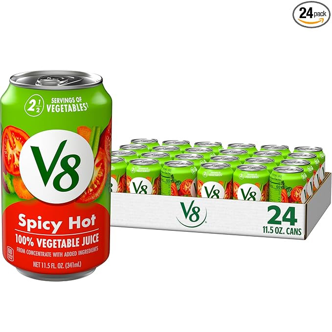 V8 Spicy Hot 100% Vegetable Juice, 11.5 fl oz Can (24 Pack) | Amazon (US)