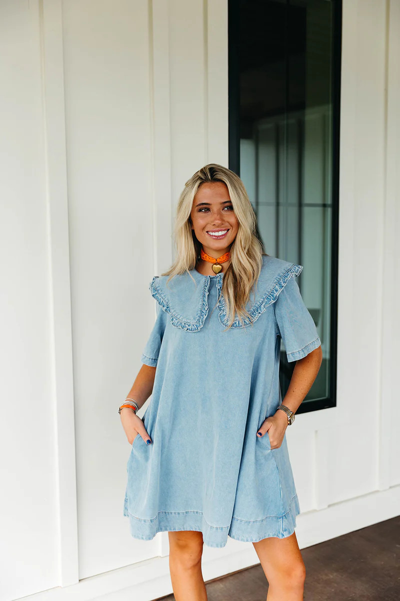 Bale Denim Dress - Lt Denim | Triple Threads