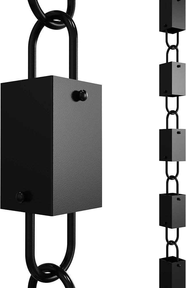 Rain Chains Direct - Square Link Rain Chain - 8.5 FT - Durable Black Powder-Coated Aluminum - Pre... | Amazon (US)