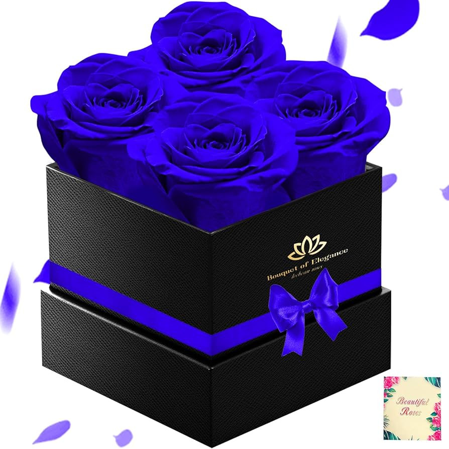 Blue Forever Roses Luxury Gift for Women/Men, Fresh Flowers Bouquet for Girlfriend, Wife, Mom, An... | Amazon (US)