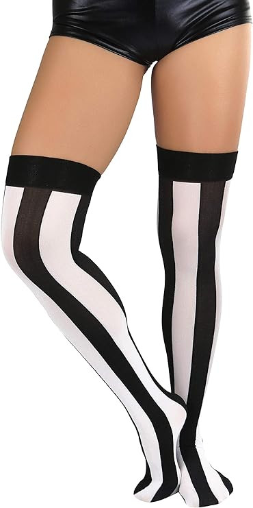 ToBeInStyle Women’s Wide Vertical Striped Thigh High Halloween Party Novelty Stockings | Amazon (US)