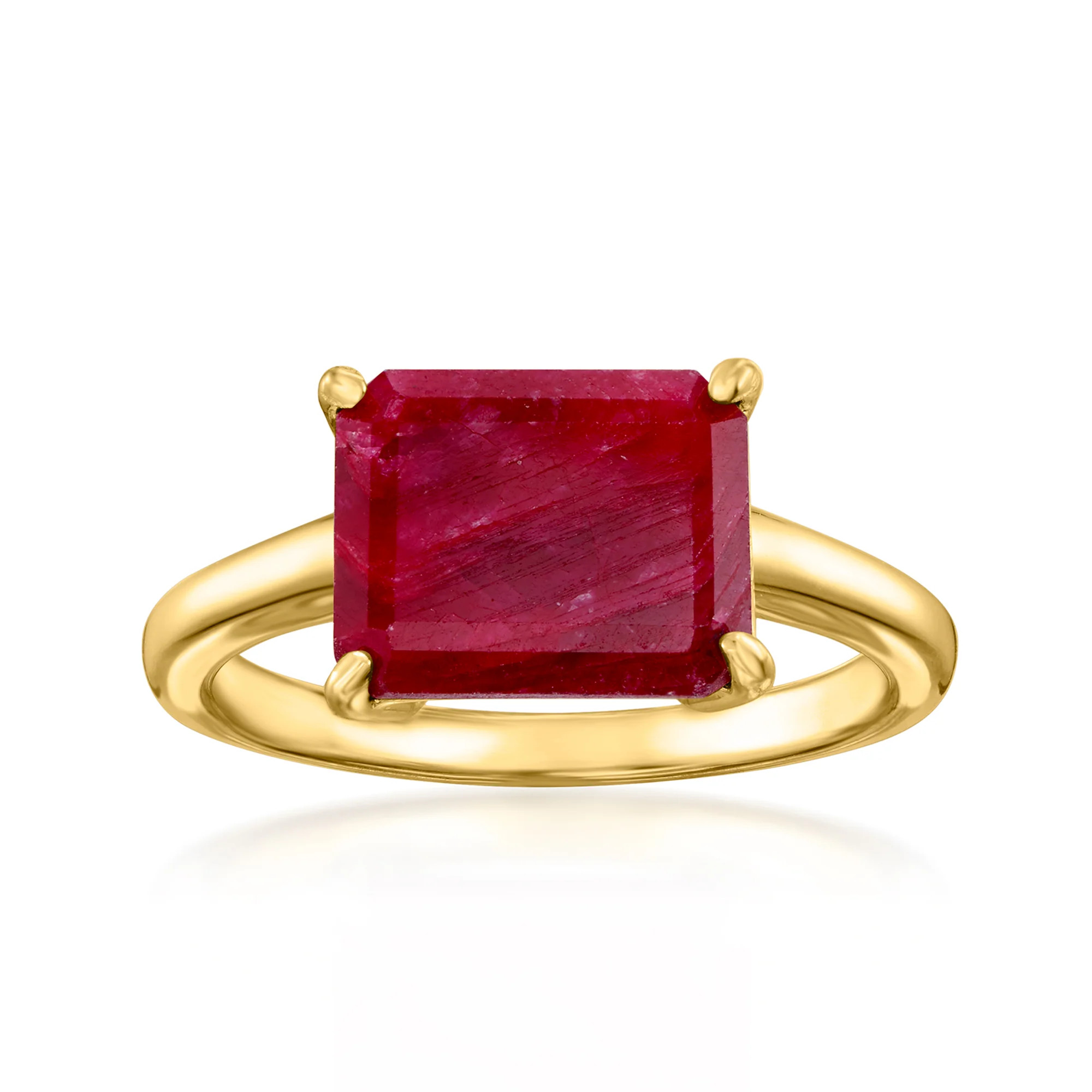4.20 Carat Ruby East-West Ring in 18kt Gold Over Sterling | Ross-Simons
