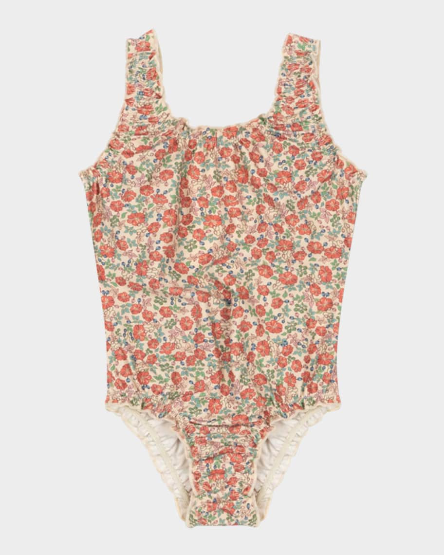 Konges Slojd Girl's Collette Floral-Print Swimsuit, Size 12M-10 | Neiman Marcus